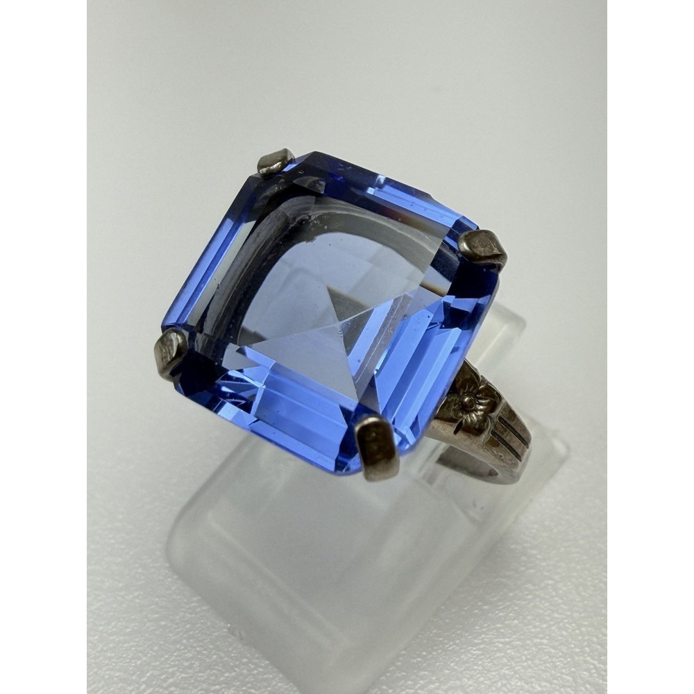 Mondo Mondo Sterling Silver Blue Crystal Statement Ring Sz 6 New Box